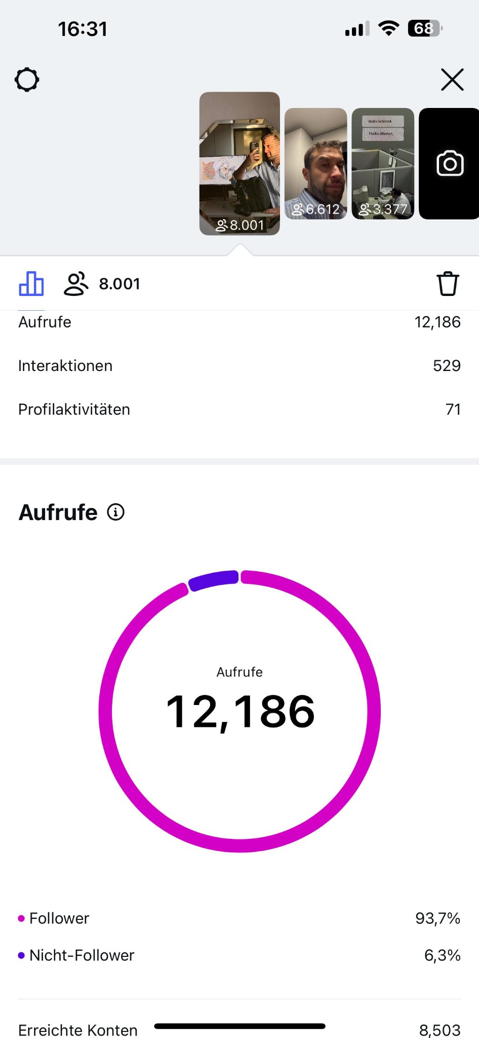 Instagram performance and account insights screenshot